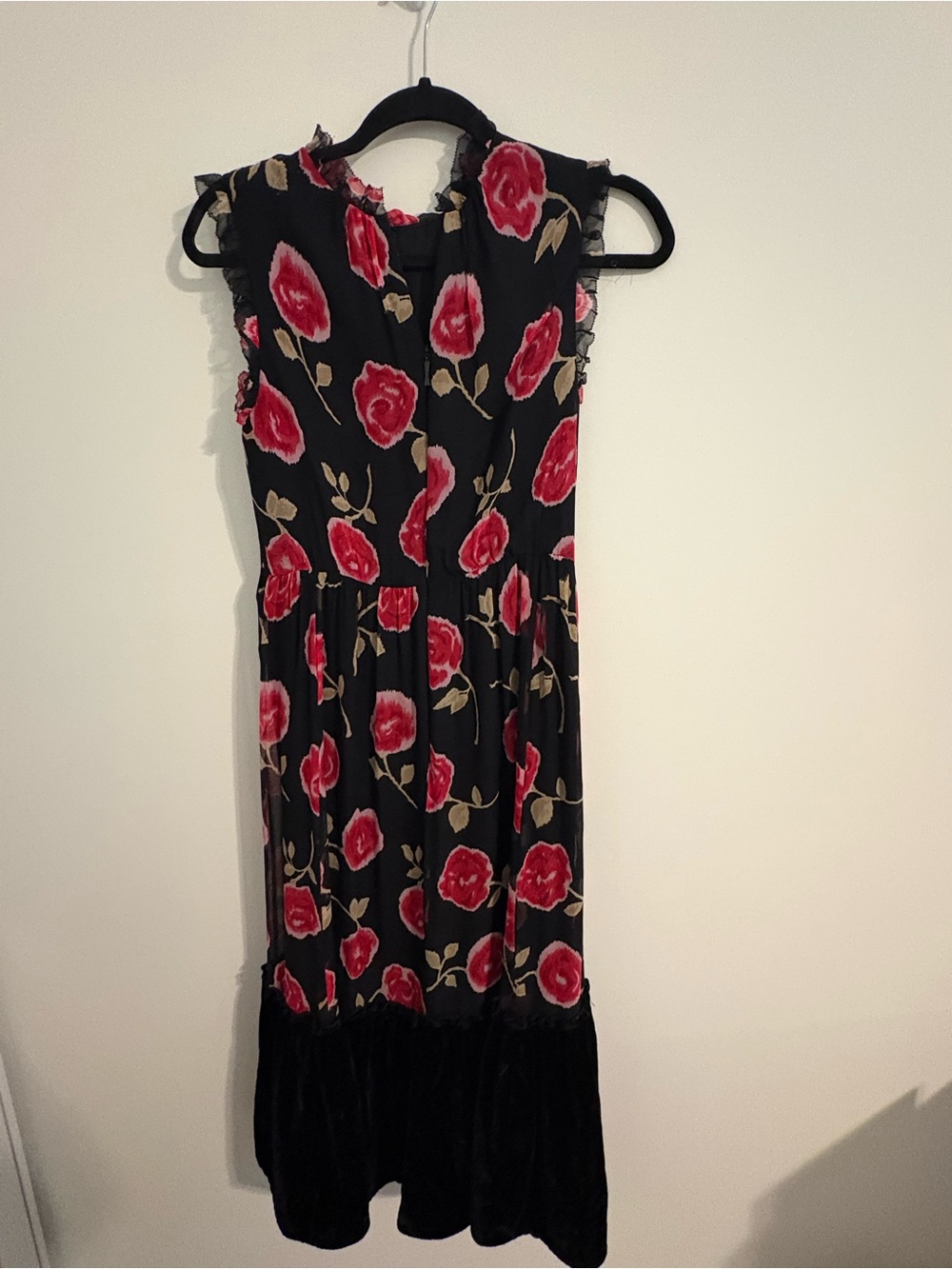 kate spade Black Midi Dress with Red Rose Print